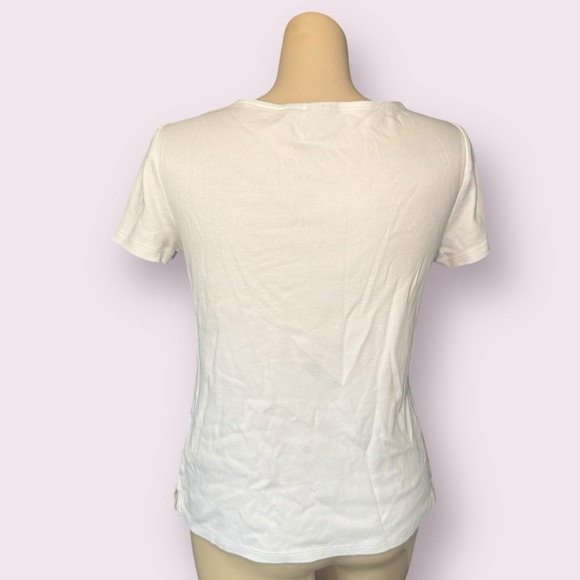 Y2K Basic Cotton White Tee with Silver Metal Embellishments - Picture 5 of 9